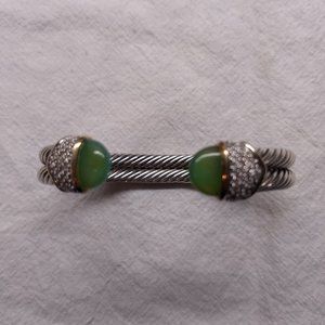 David Yurman Double Cable Peruvian Opal and Diamond Cuff